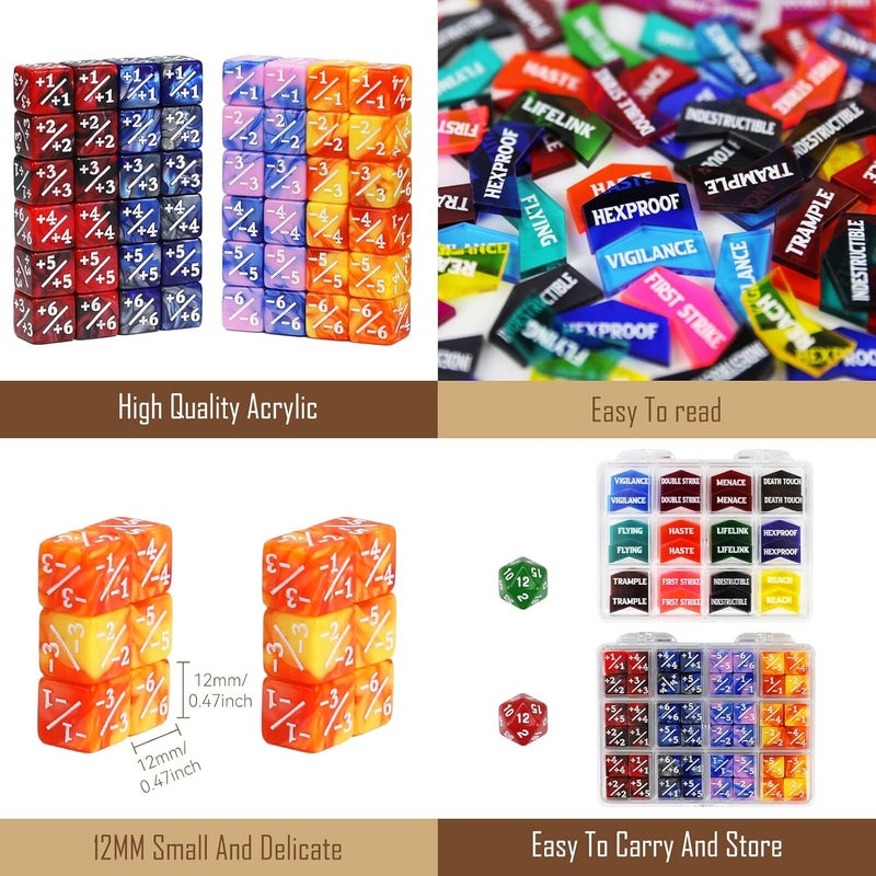 FIGURESLAB Store 110PCS MTG Keywords Tokens & 12mm Dice Counter for Magic The Gatering, Bulk Ability Tokens MTG Life Counters D20 Loyalty 6 Sided Dice, Compatible with TCG CCG Magic Card Gaming Accessories - Image 4